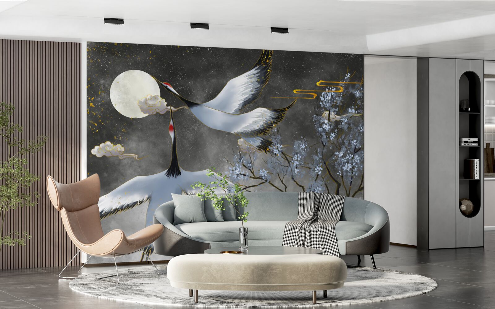 Fototapeta księżyc wita żurawie