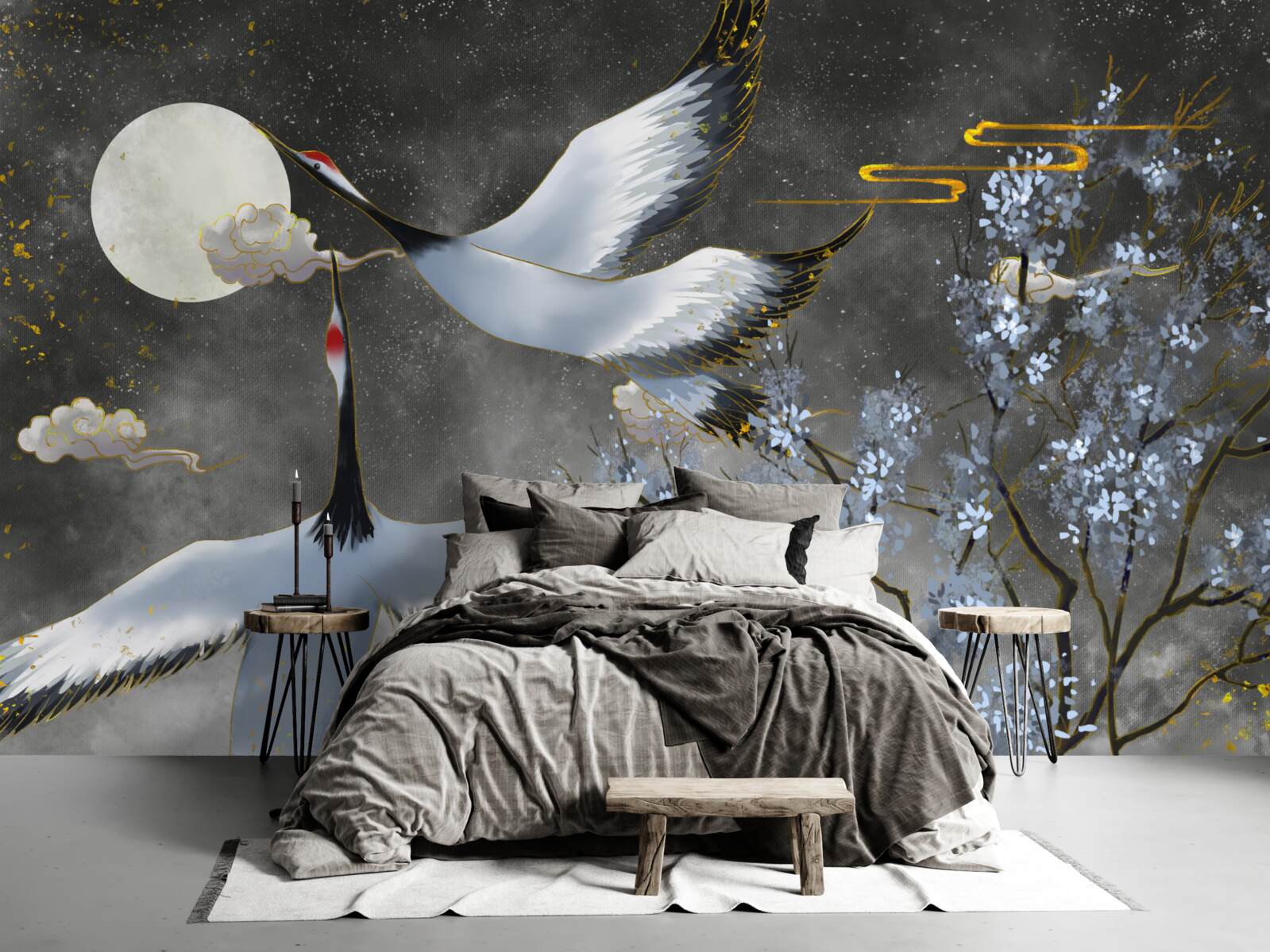 Fototapeta księżyc wita żurawie