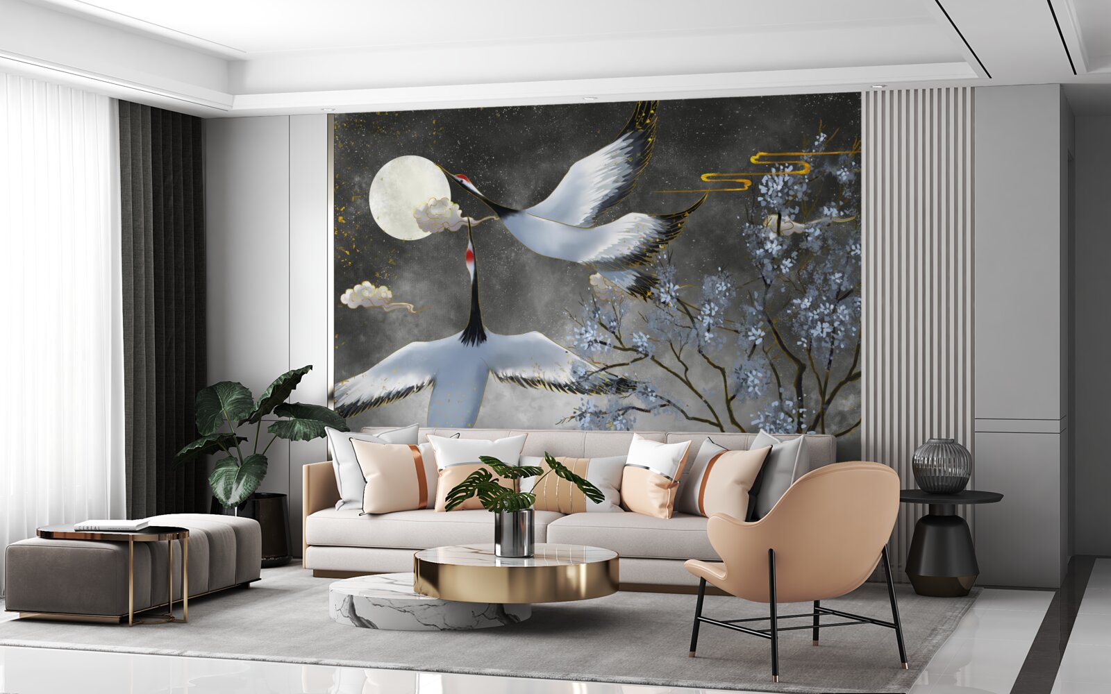 Fototapeta księżyc wita żurawie