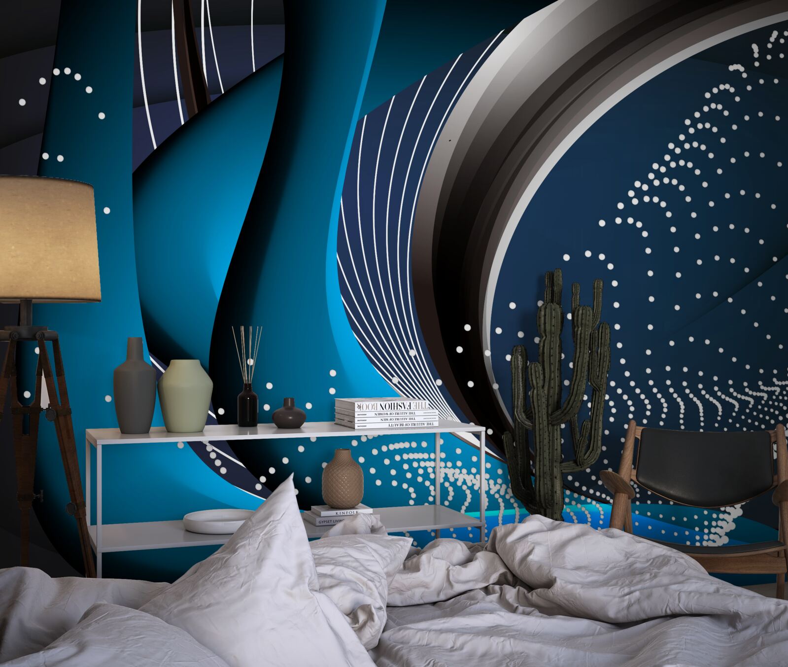 Fototapeta niebieskie abstrakcyjne linie o świcie