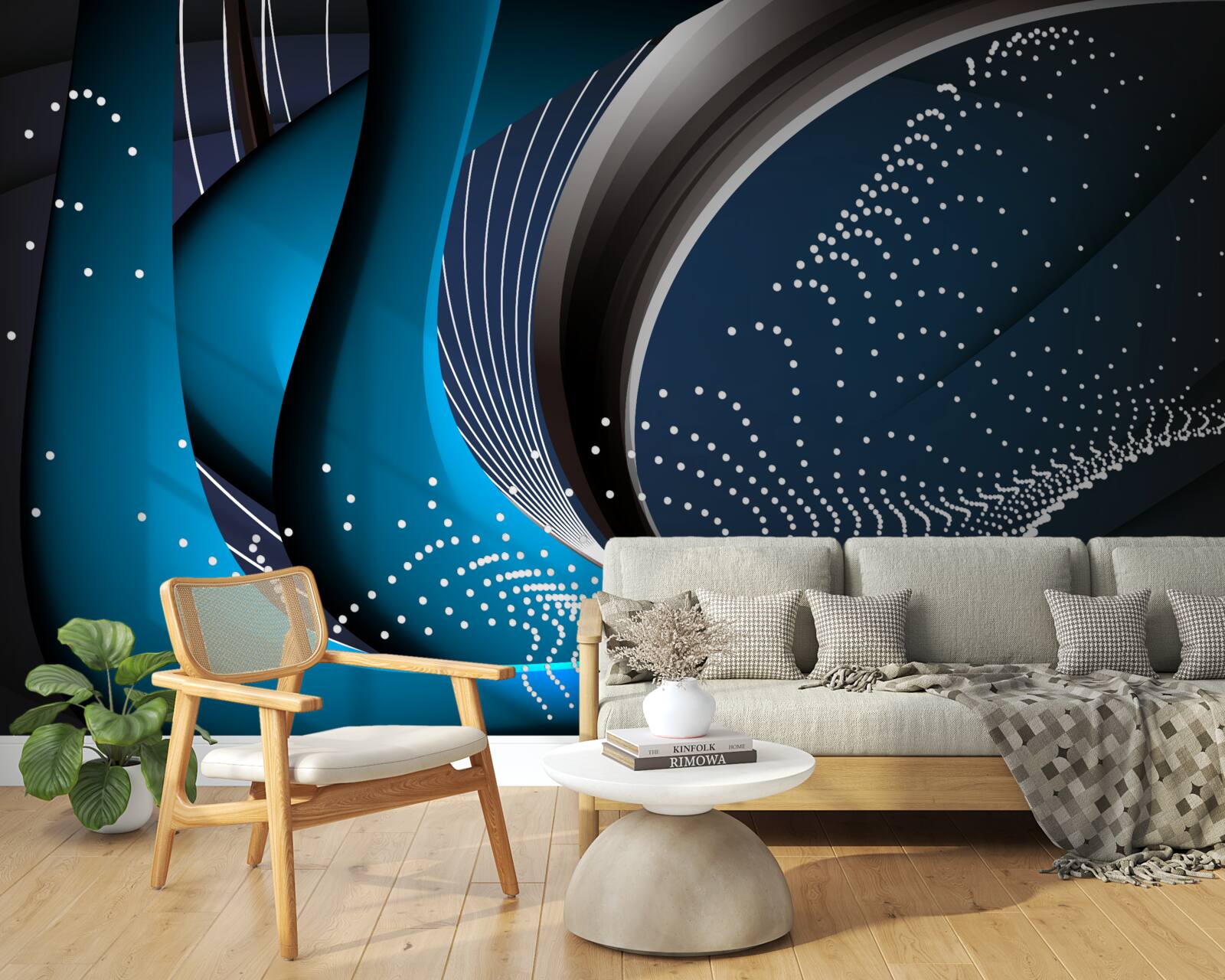 Fototapeta niebieskie abstrakcyjne linie o świcie