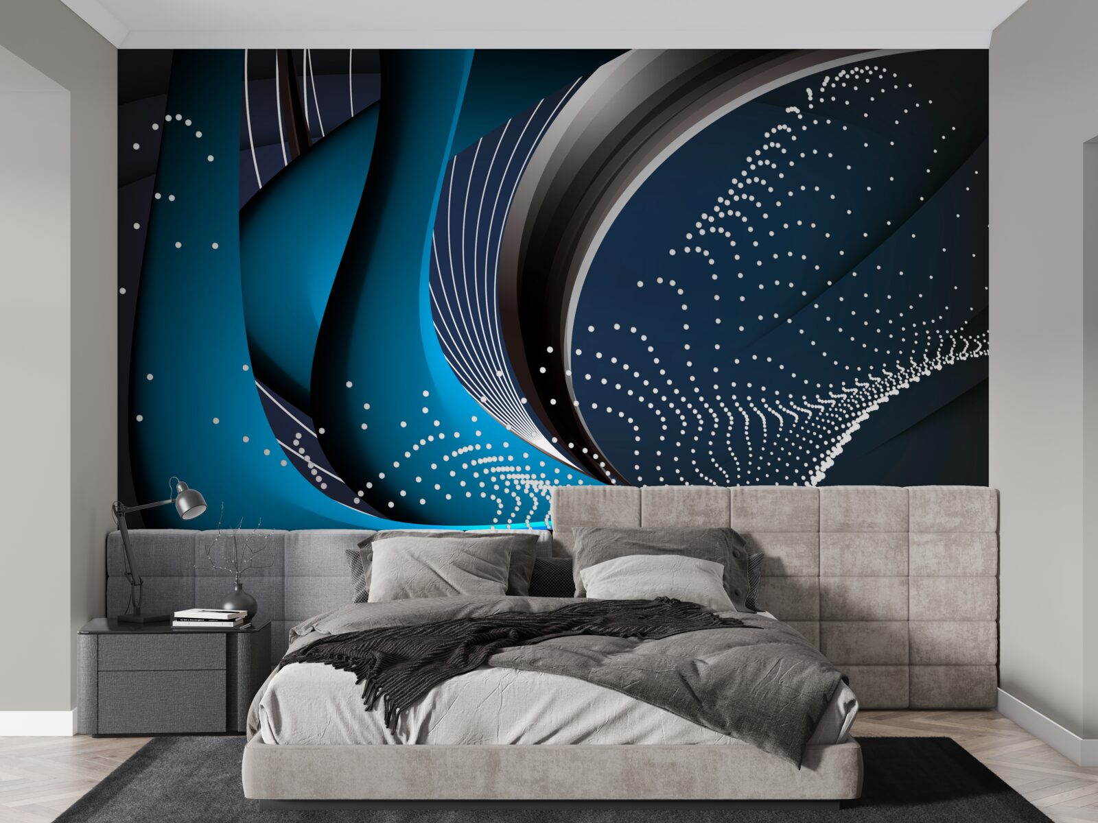 Fototapeta niebieskie abstrakcyjne linie o świcie