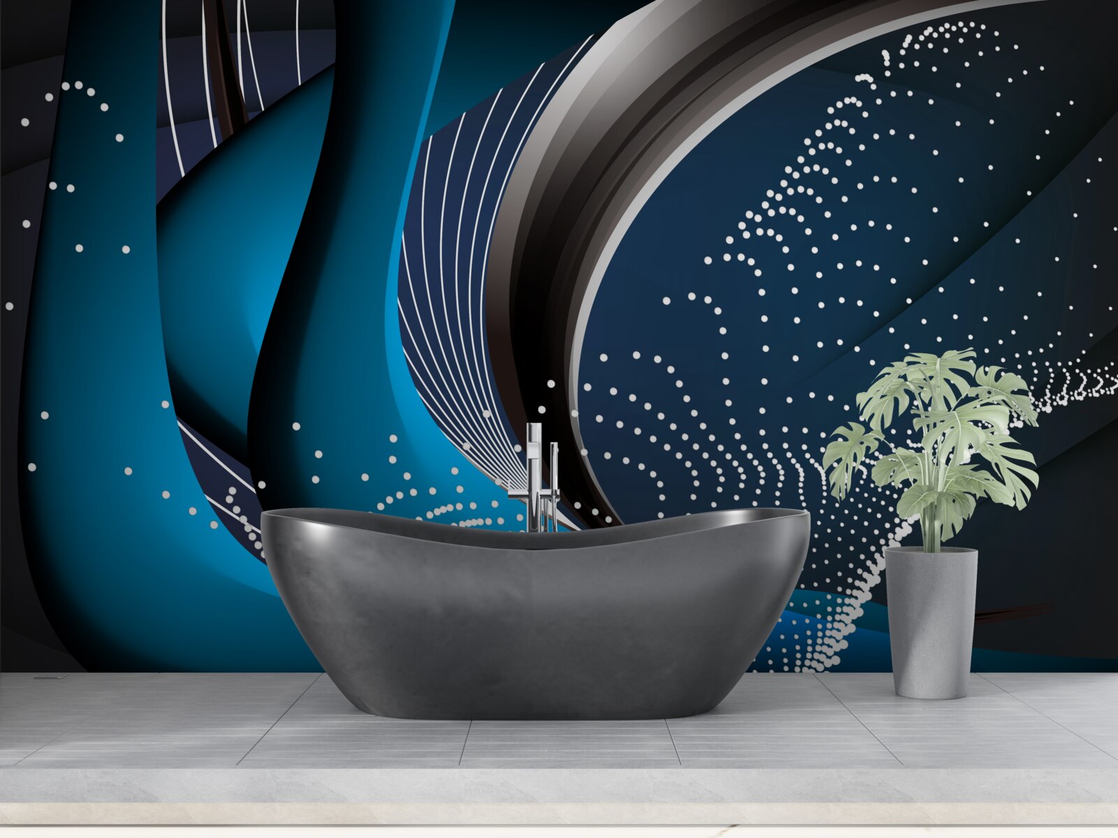 Fototapeta niebieskie abstrakcyjne linie o świcie