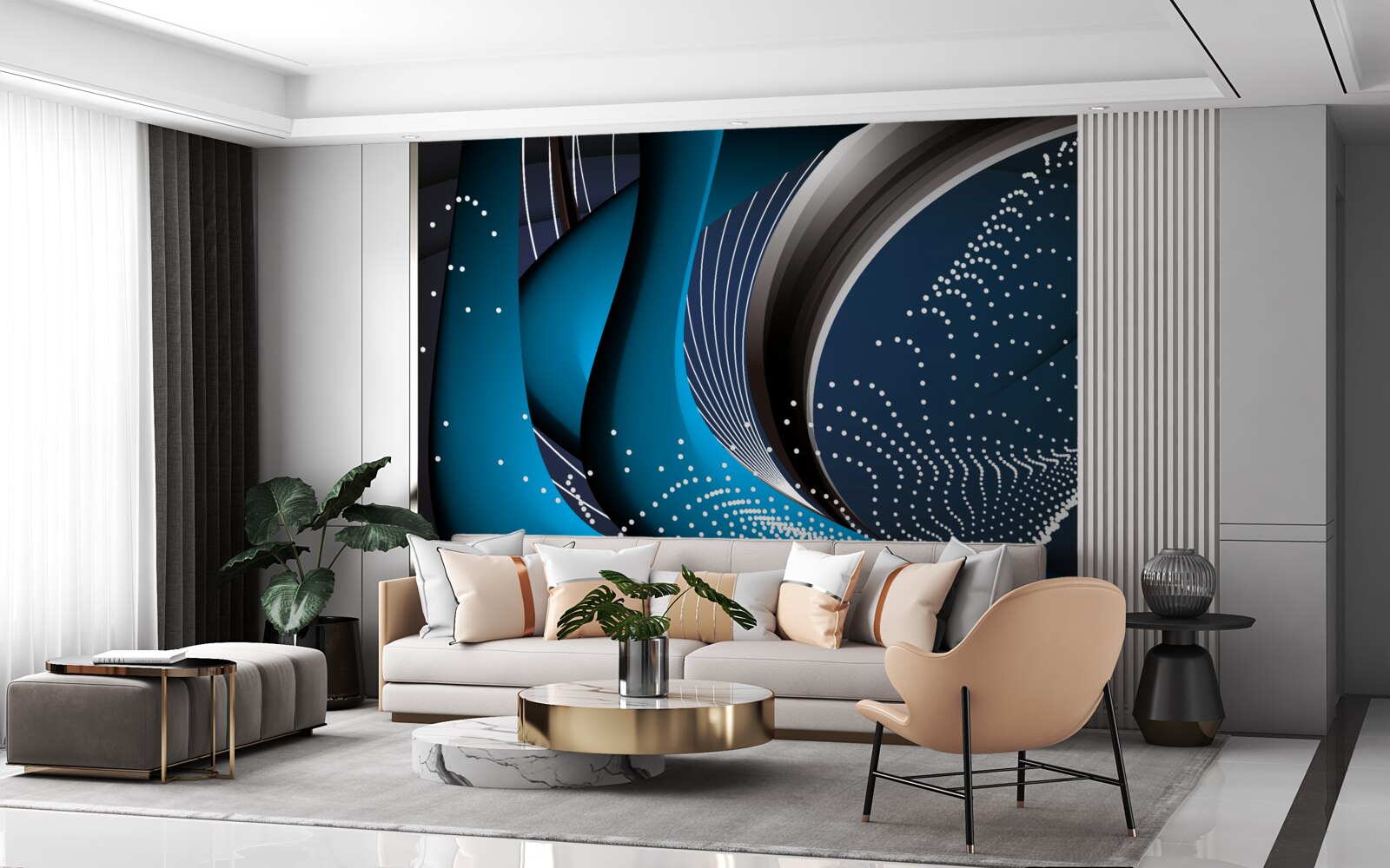 Fototapeta niebieskie abstrakcyjne linie o świcie