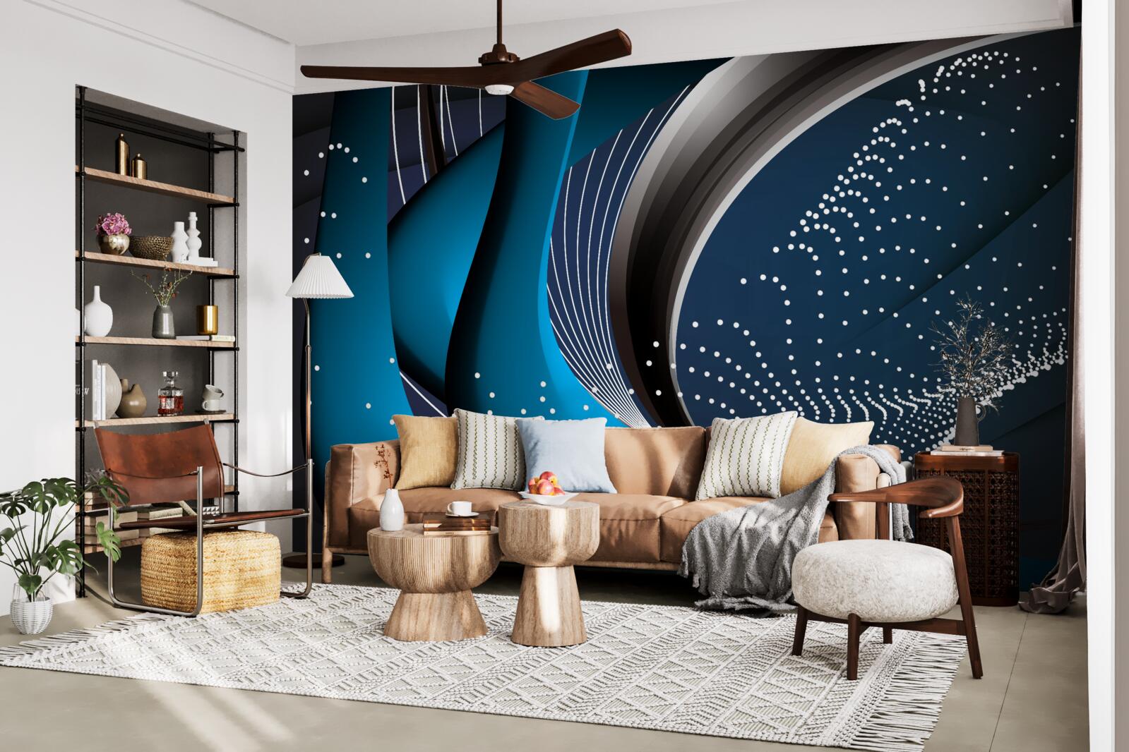 Fototapeta niebieskie abstrakcyjne linie o świcie