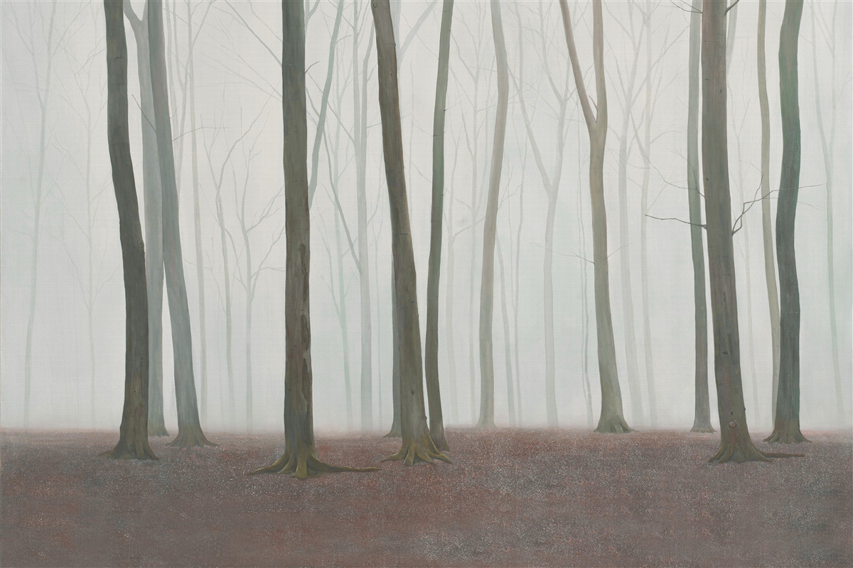 Fototapeta pojedyncze drzewa otoczone mgłą