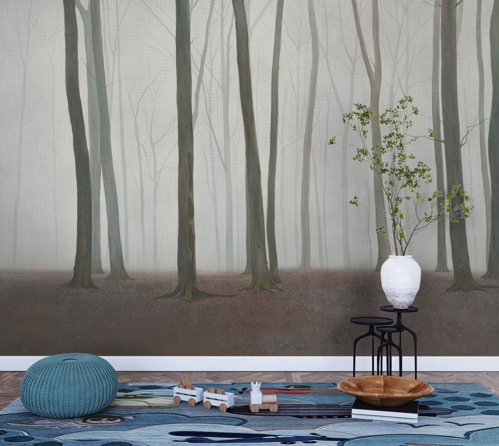 Fototapeta pojedyncze drzewa otoczone mgłą