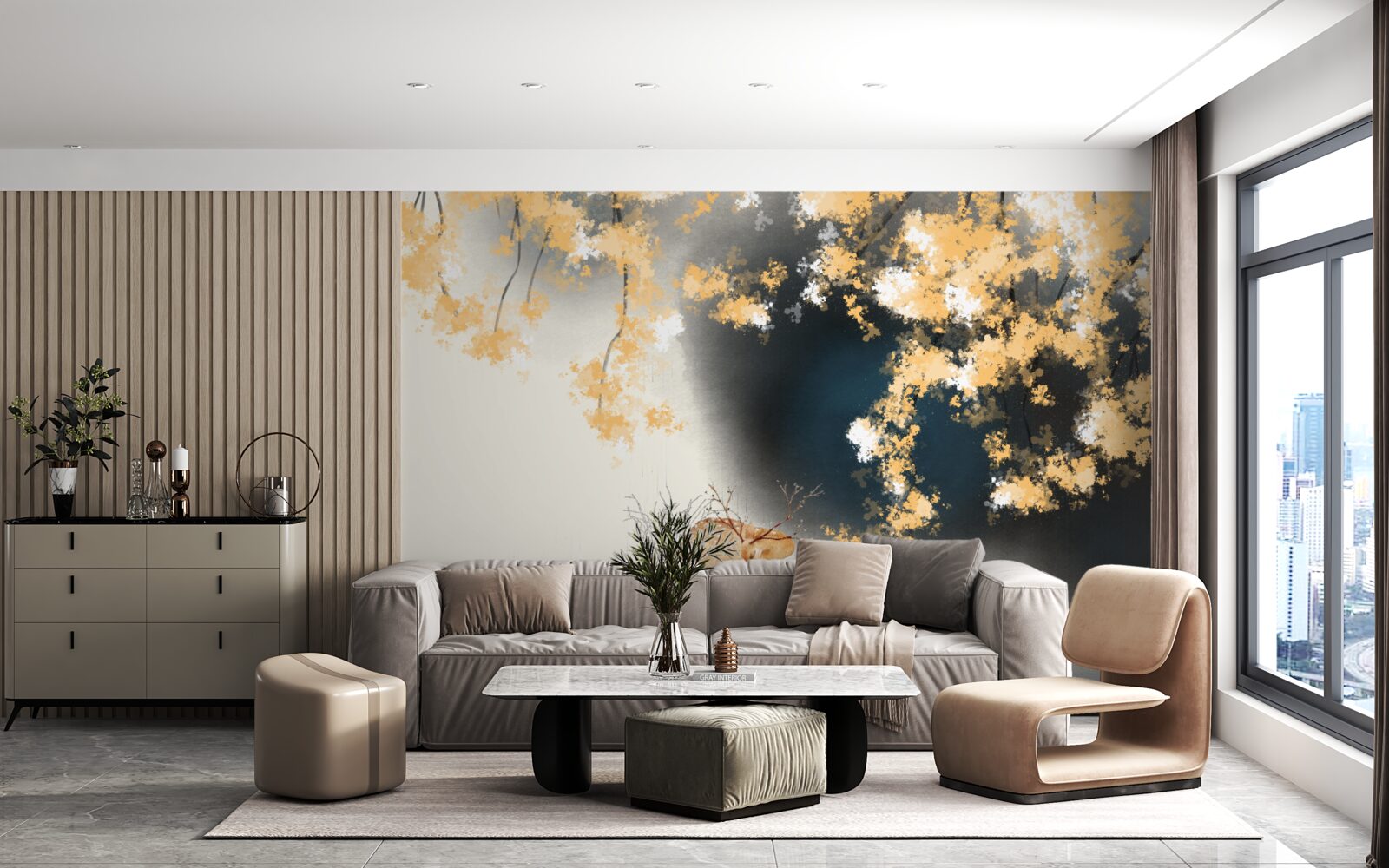 Fototapeta kozica w mglistych jesiennych zaroślach