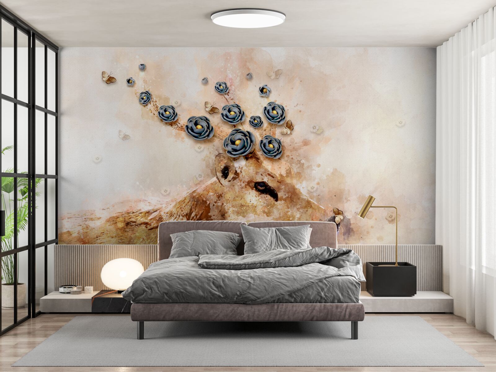 Fototapeta elena otoczona jest kwiatami na różowym tle