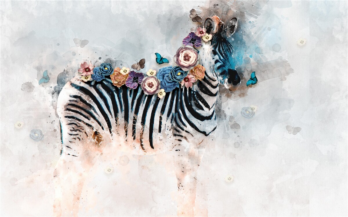 Fototapeta zebra w kolorach z jasnymi paskami