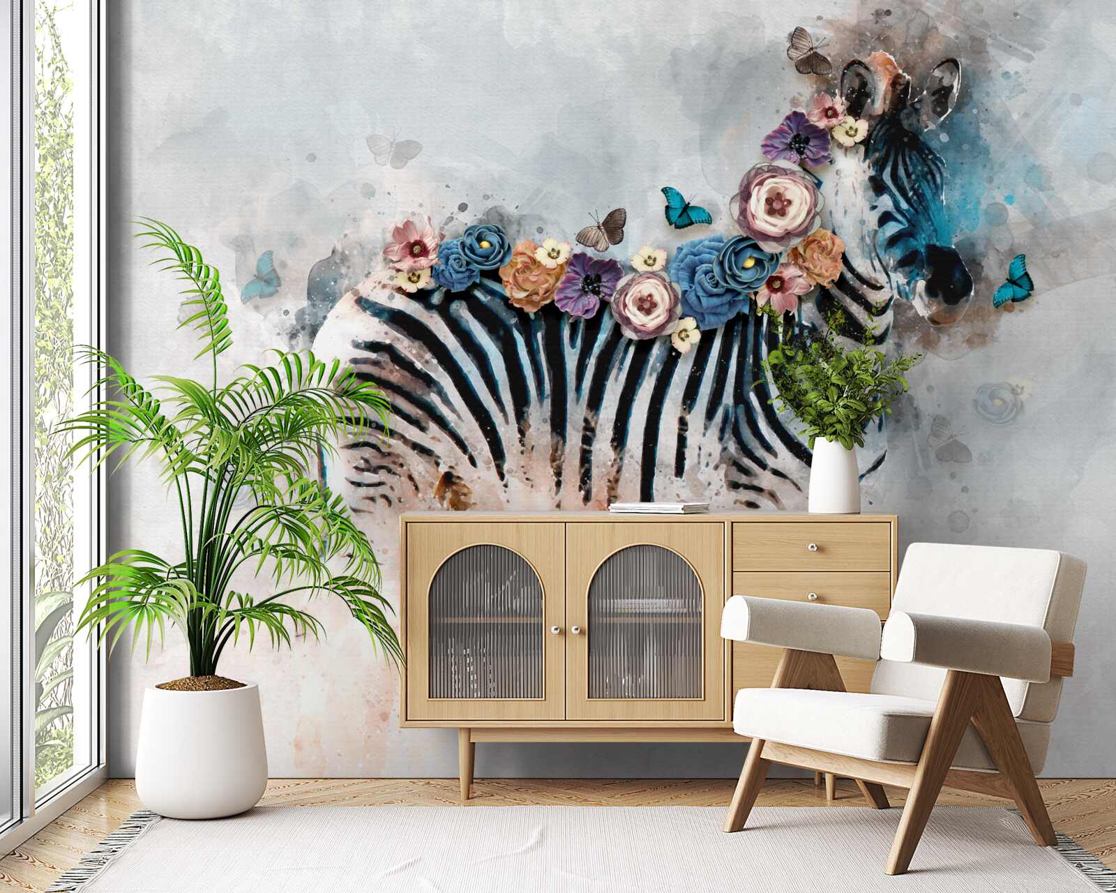 Fototapeta zebra w kolorach z jasnymi paskami