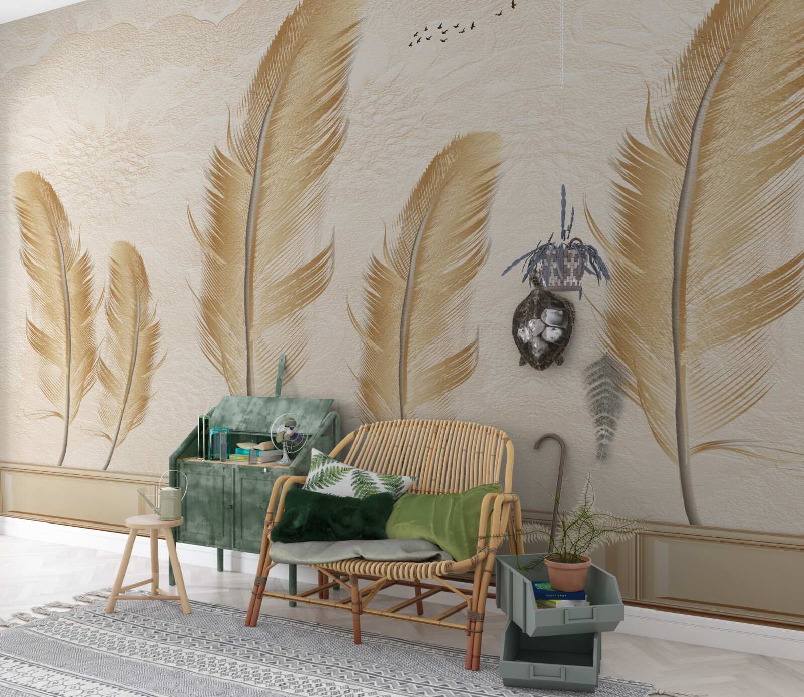 Fototapeta artystyczne tło ozdobione piórami