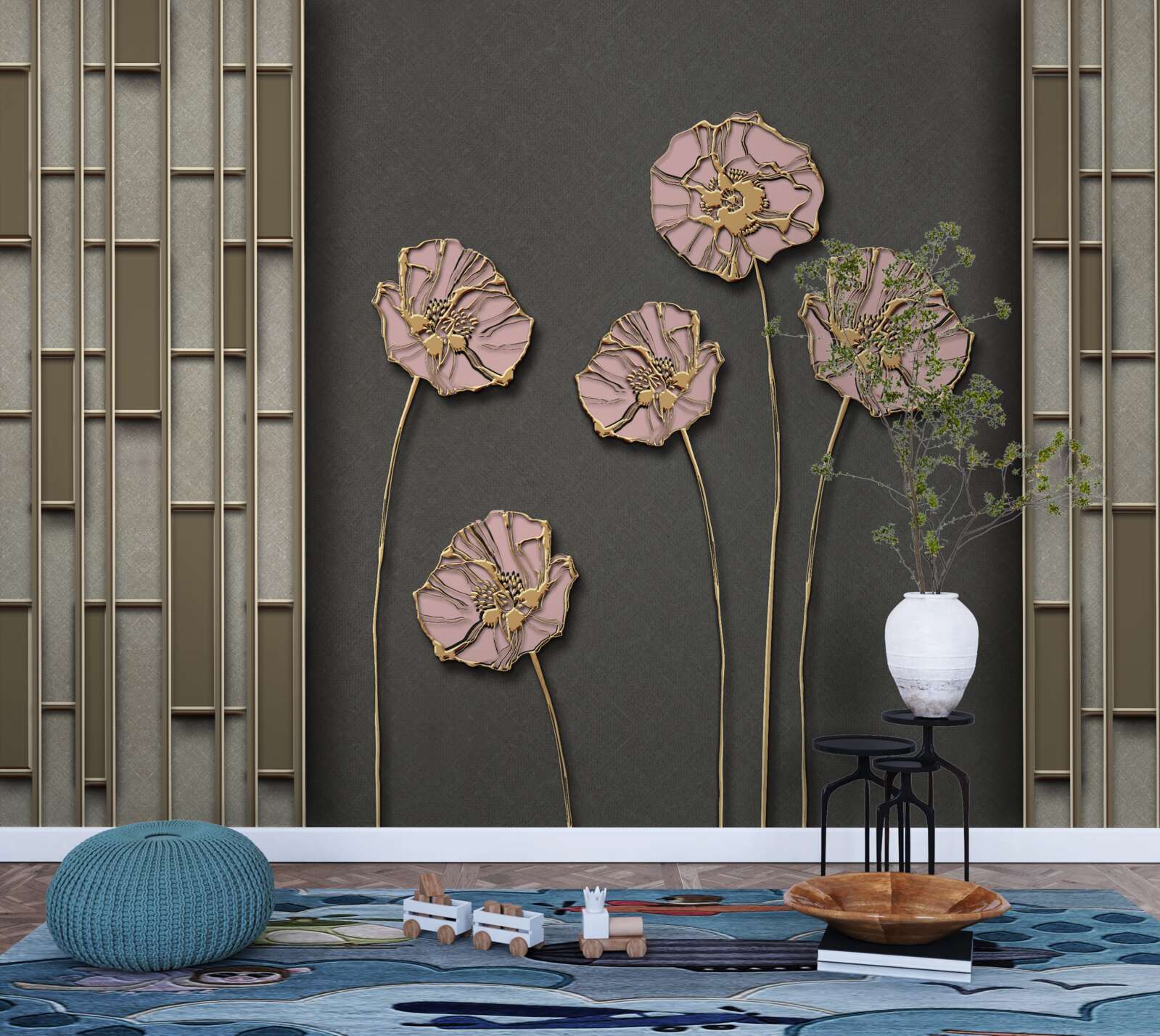 Fototapeta eleganckie maki na srebrnym tle