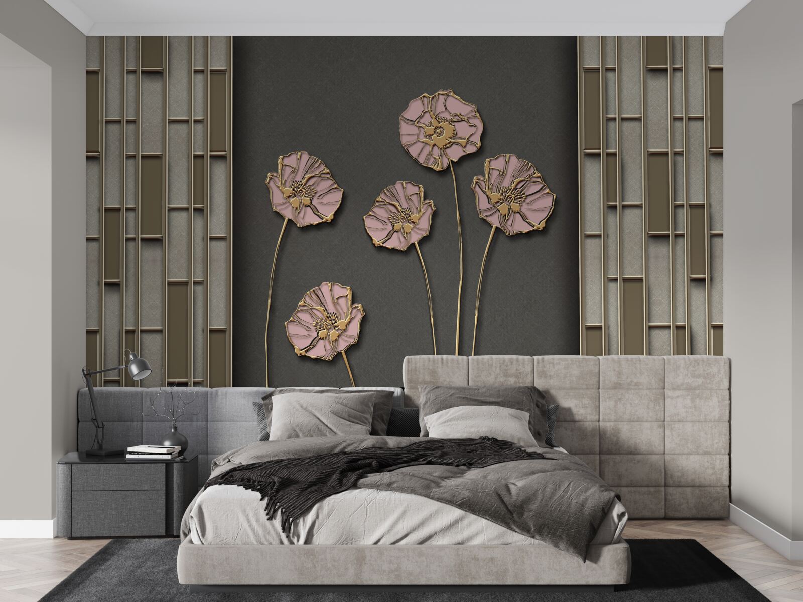 Fototapeta eleganckie maki na srebrnym tle