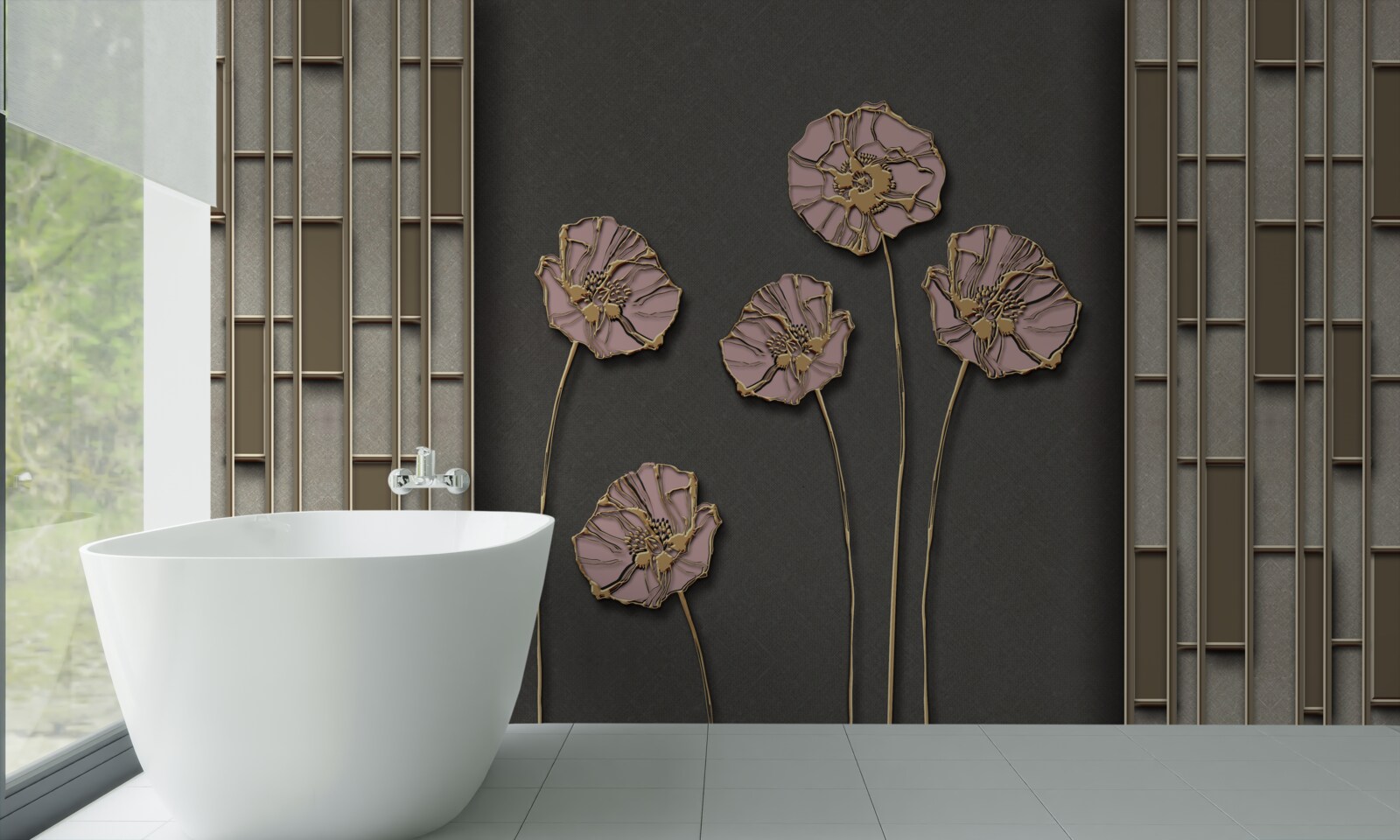 Fototapeta eleganckie maki na srebrnym tle