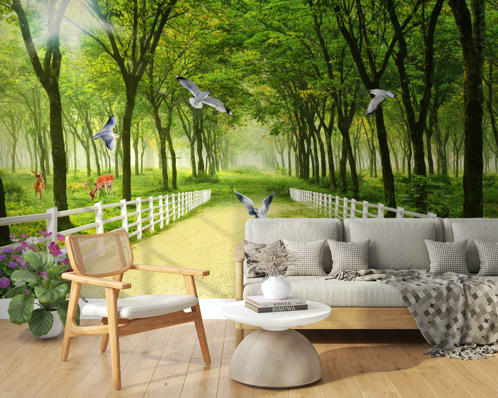 Fototapeta w lesie gołębie witają ciepłe promienie słońca