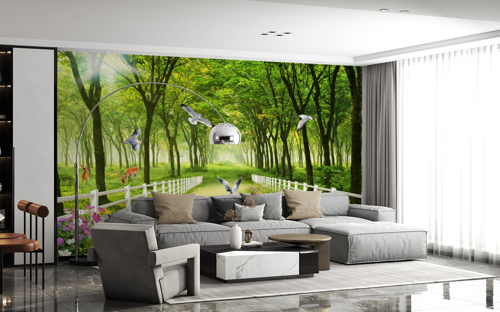 Fototapeta w lesie gołębie witają ciepłe promienie słońca