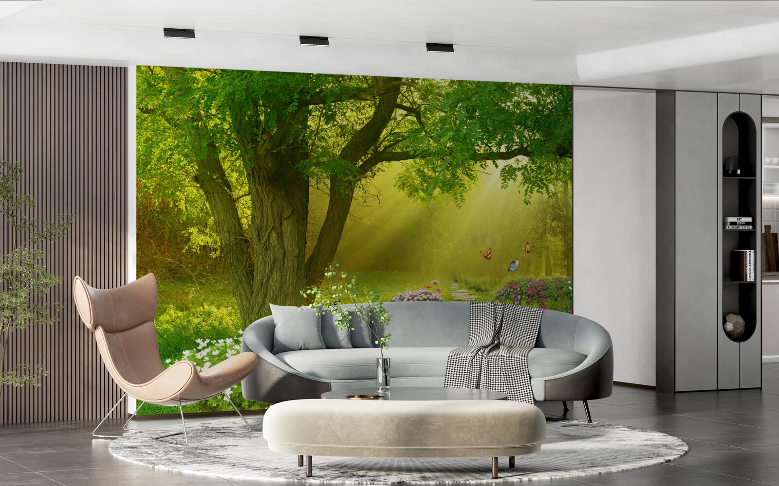 Fototapeta promienie słońca ogrzewają las spowity nocną mgłą