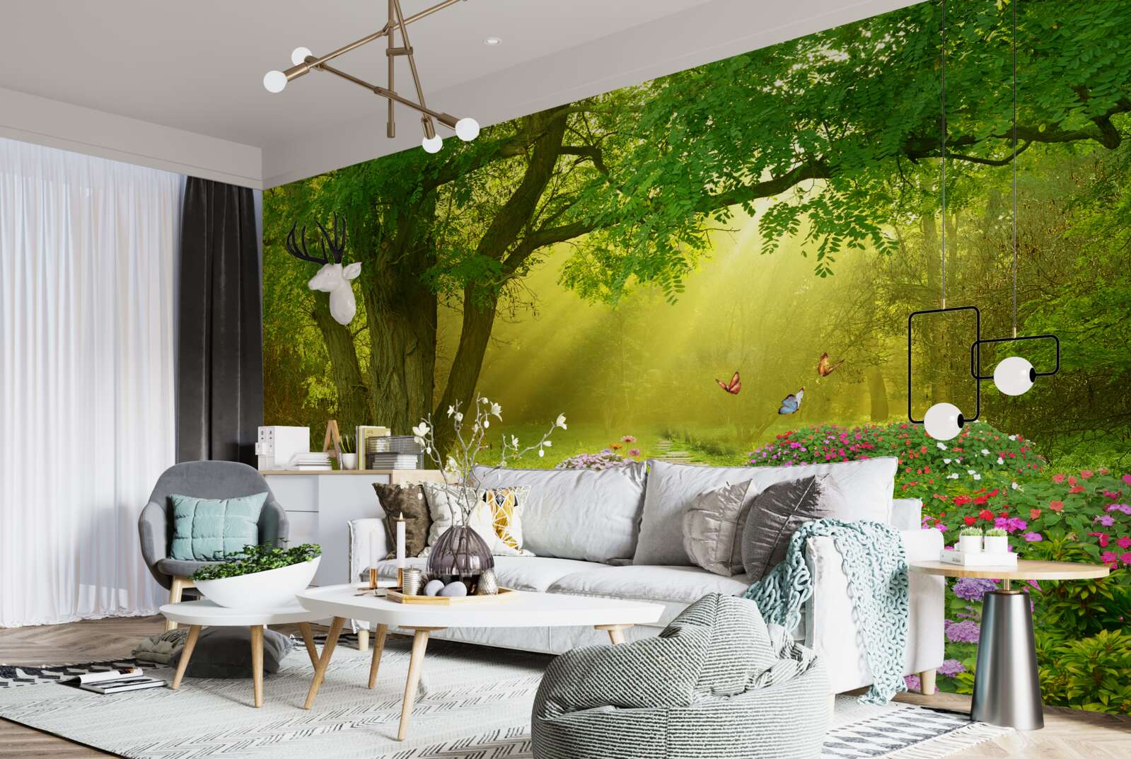 Fototapeta promienie słońca ogrzewają las spowity nocną mgłą