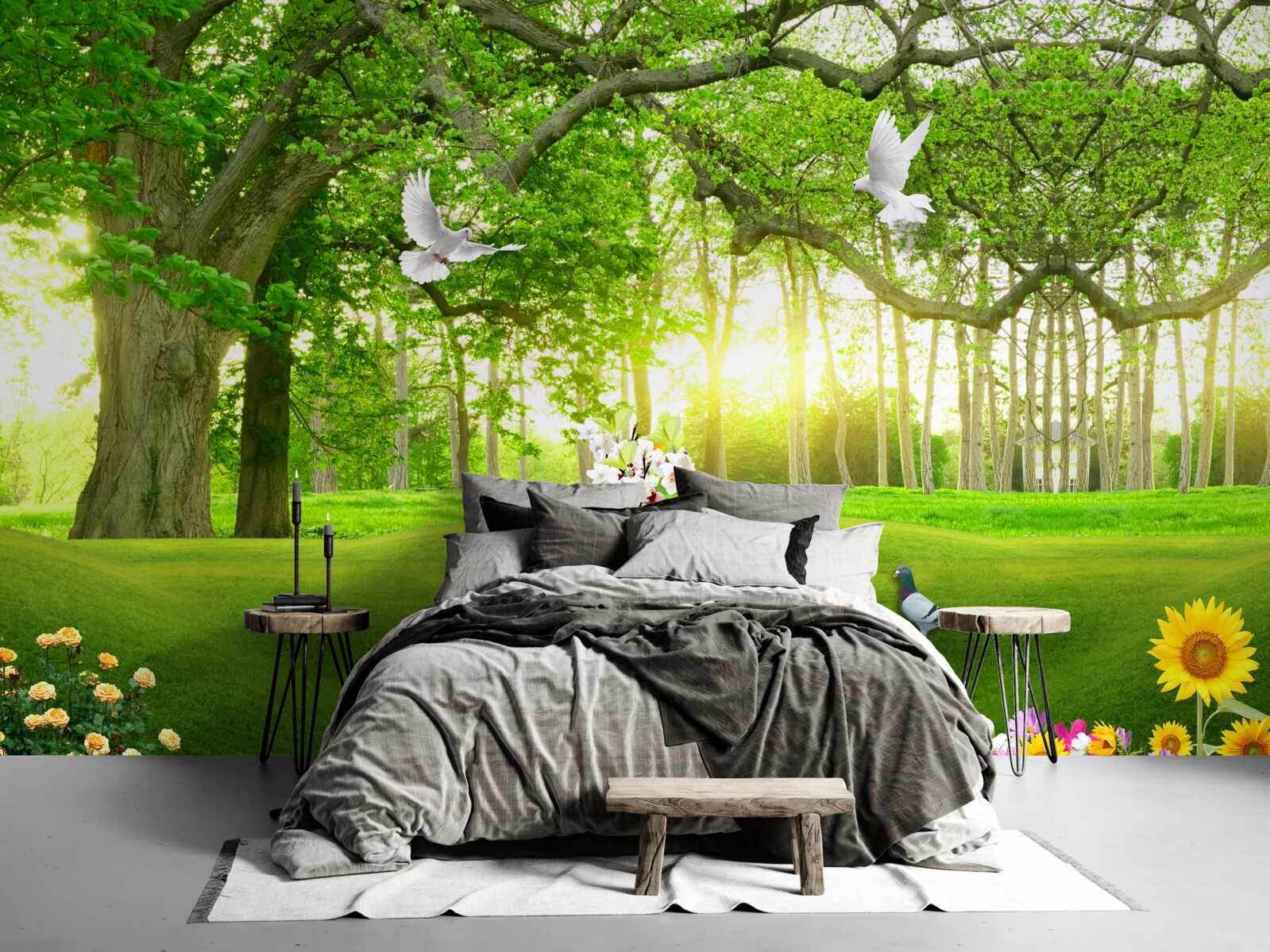 Fototapeta spokojny zielony trawnik o świcie