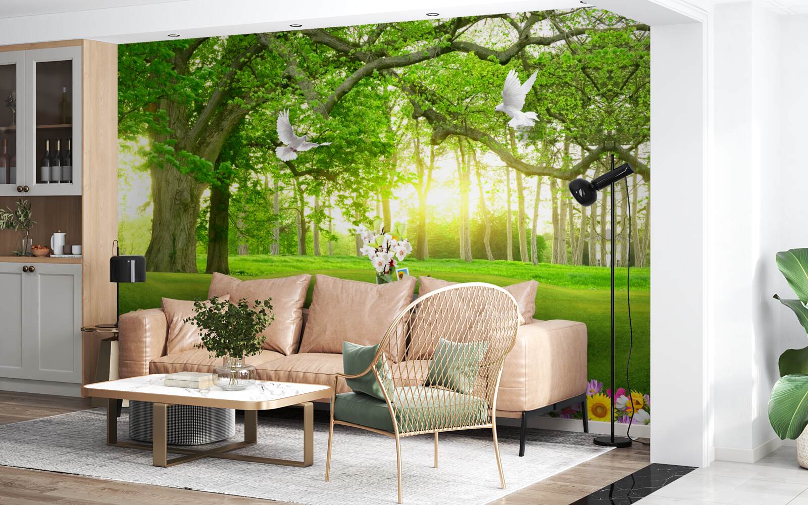 Fototapeta spokojny zielony trawnik o świcie