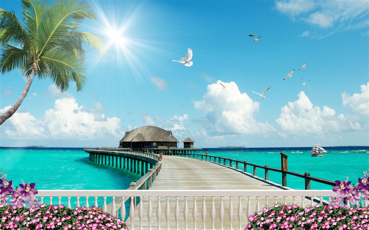 Fototapeta molo prowadzące do zatoki