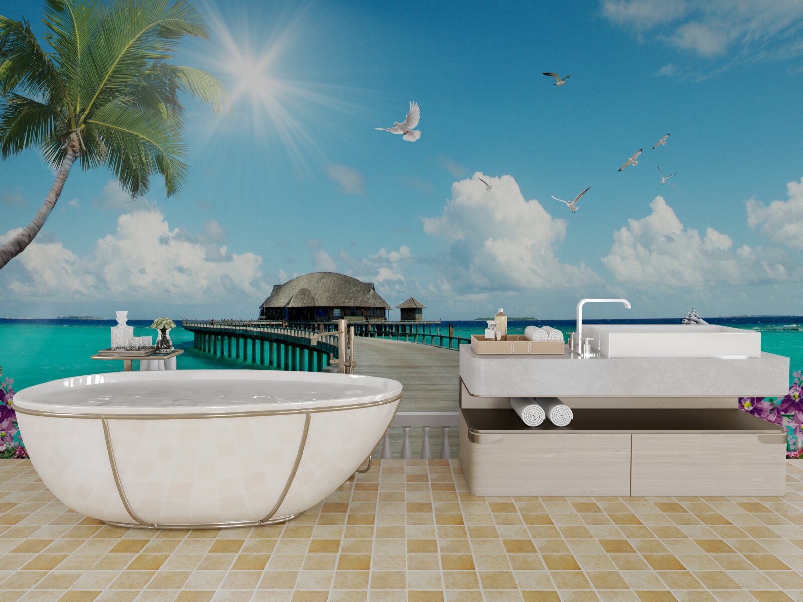 Fototapeta molo prowadzące do zatoki