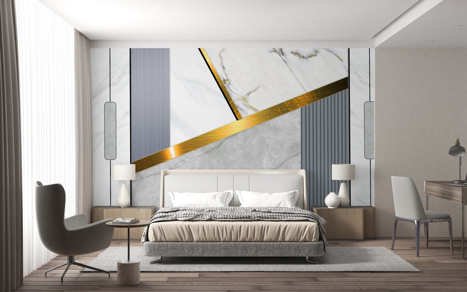 Fototapeta złote złącza na pionowych liniach