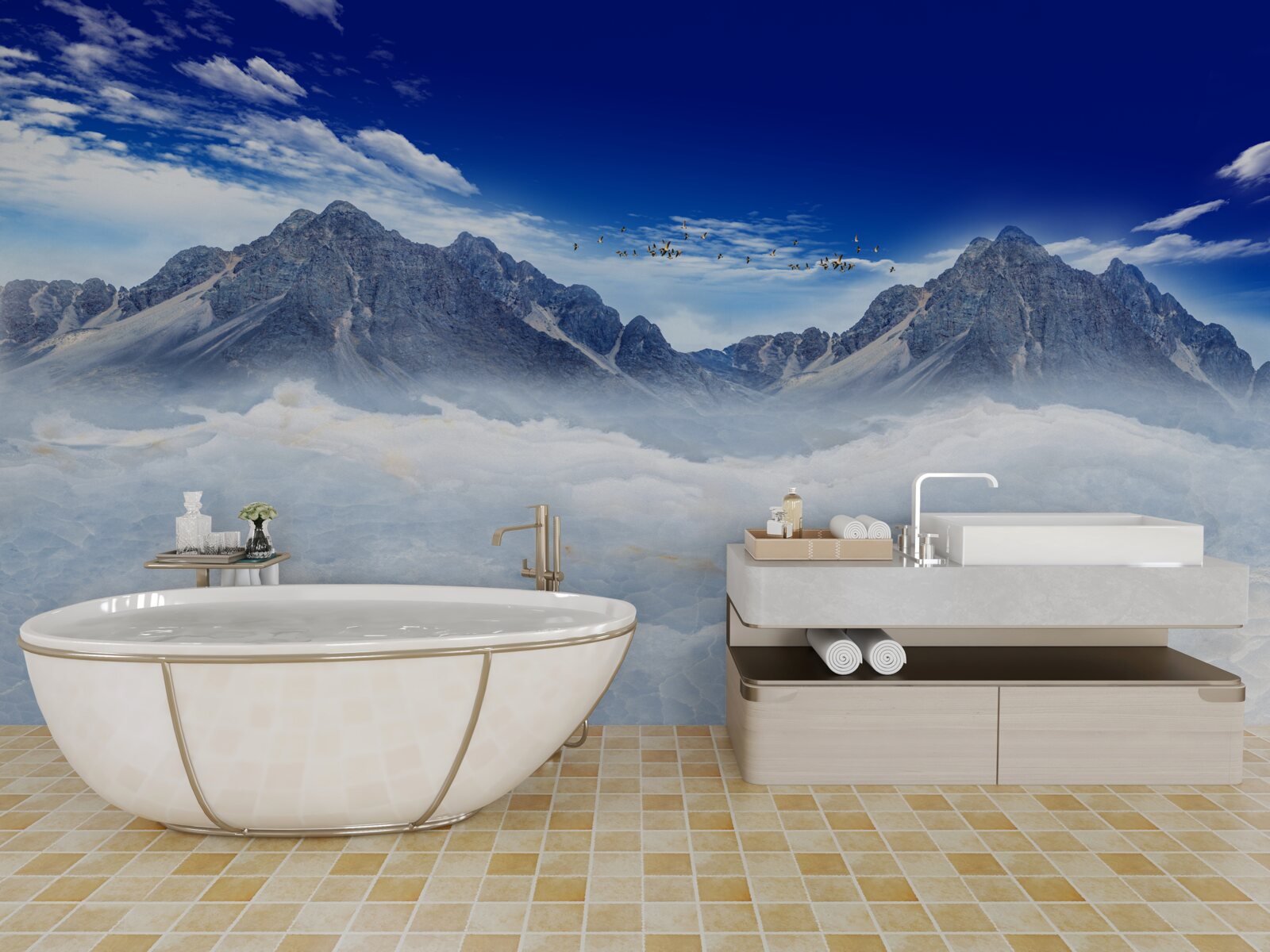 Fototapeta urzekająca górska zasłona mgły