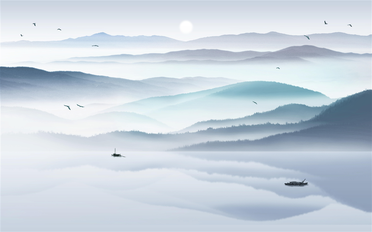 Fototapeta nadchodzi mgła, zakrywając górską rzekę grubą zasłoną