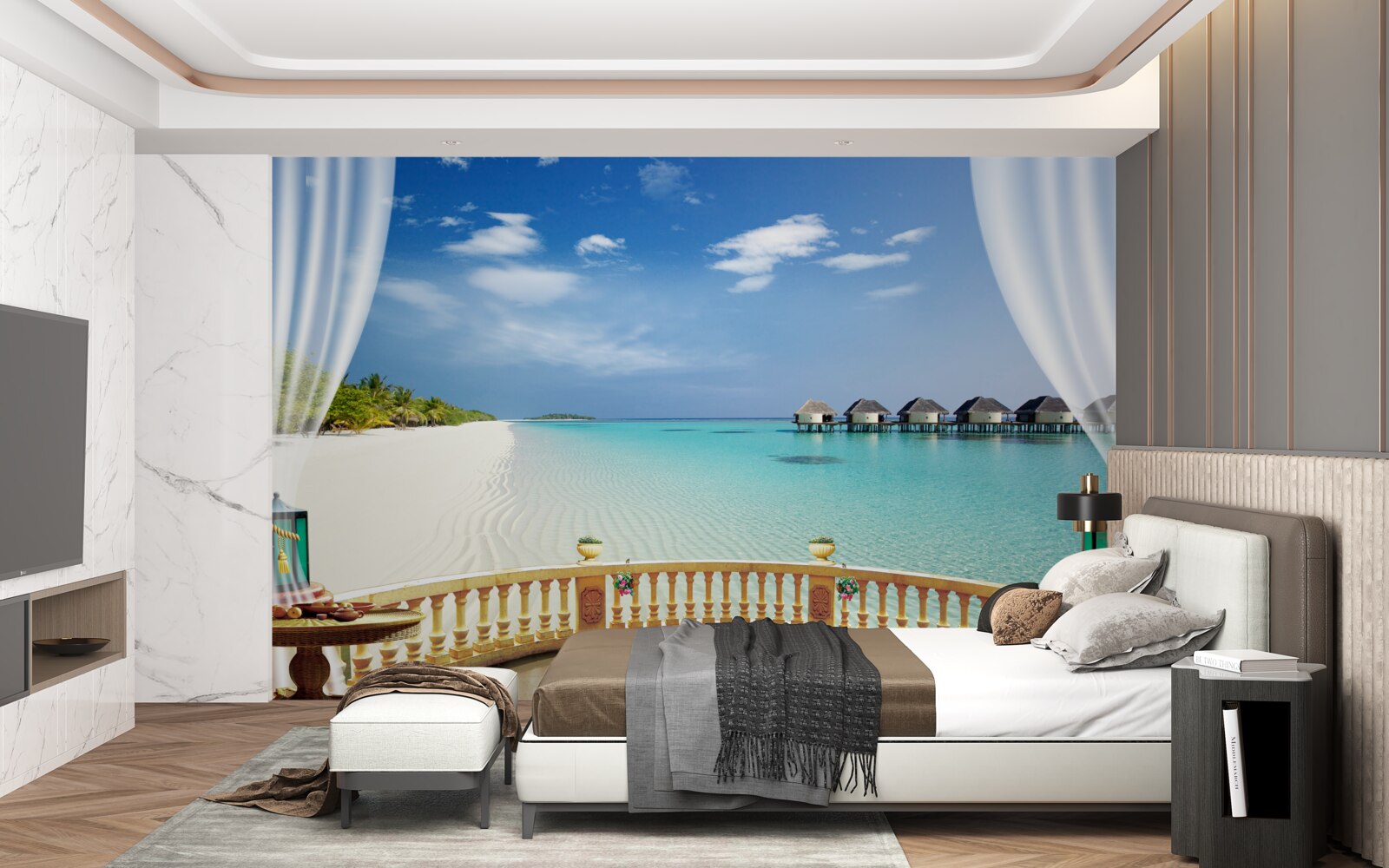 Fototapeta widok na ocean z werandy