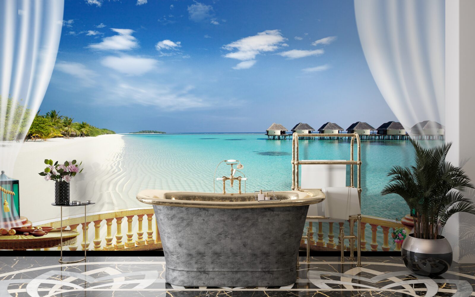 Fototapeta widok na ocean z werandy