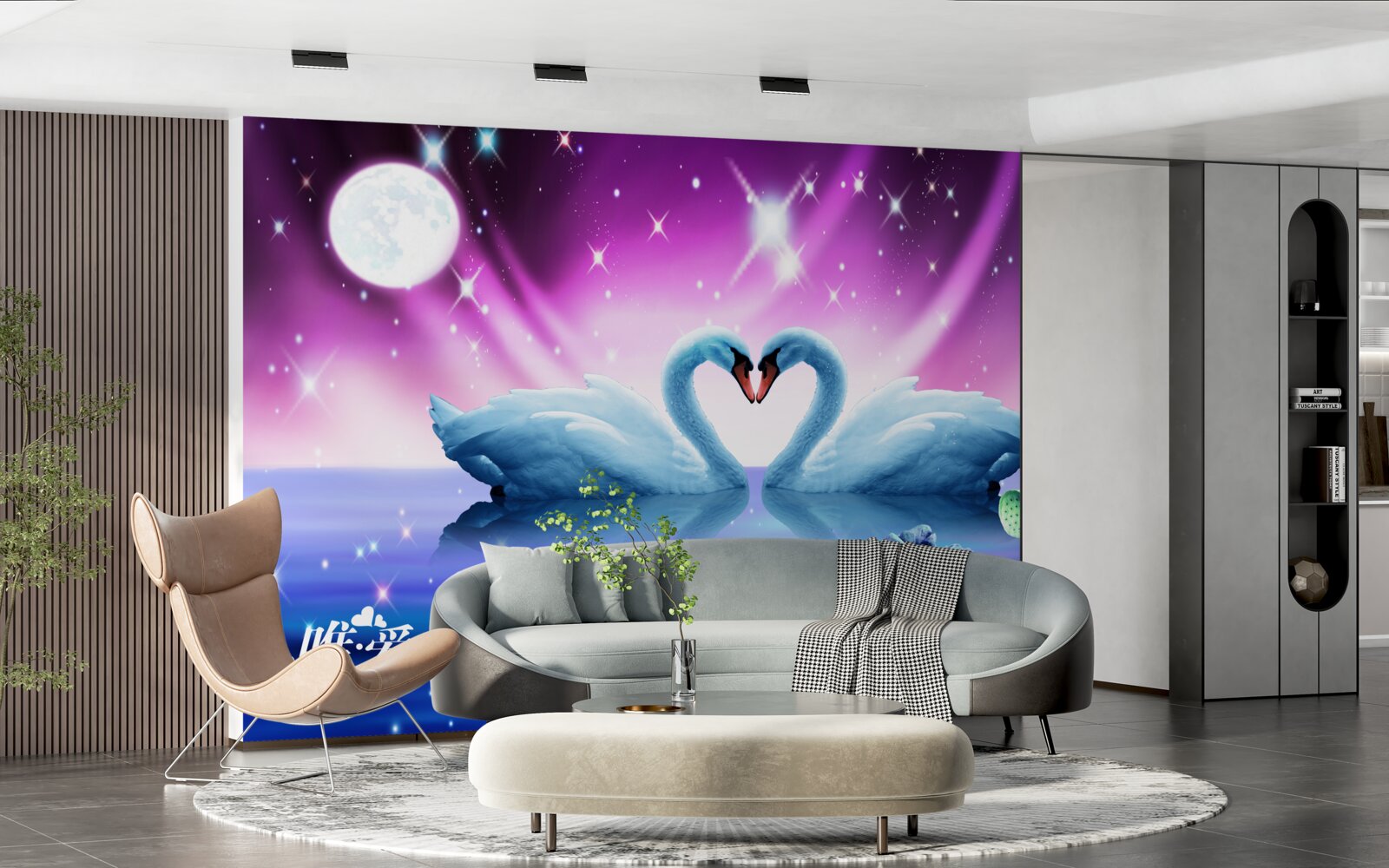 Fototapeta zakochane łabędzie tworzą kształt serca