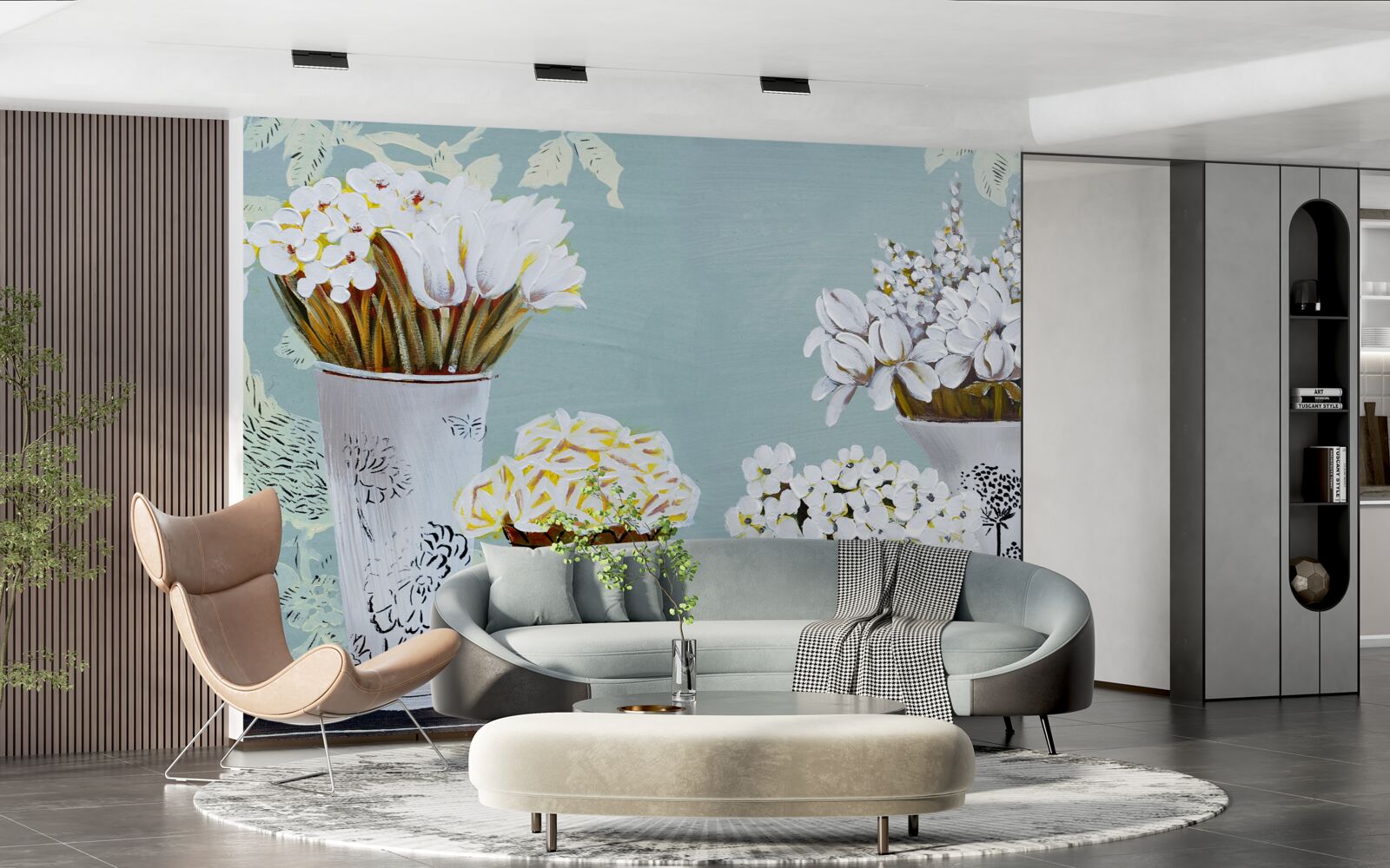 Fototapeta wazony z bukietami kwiatów