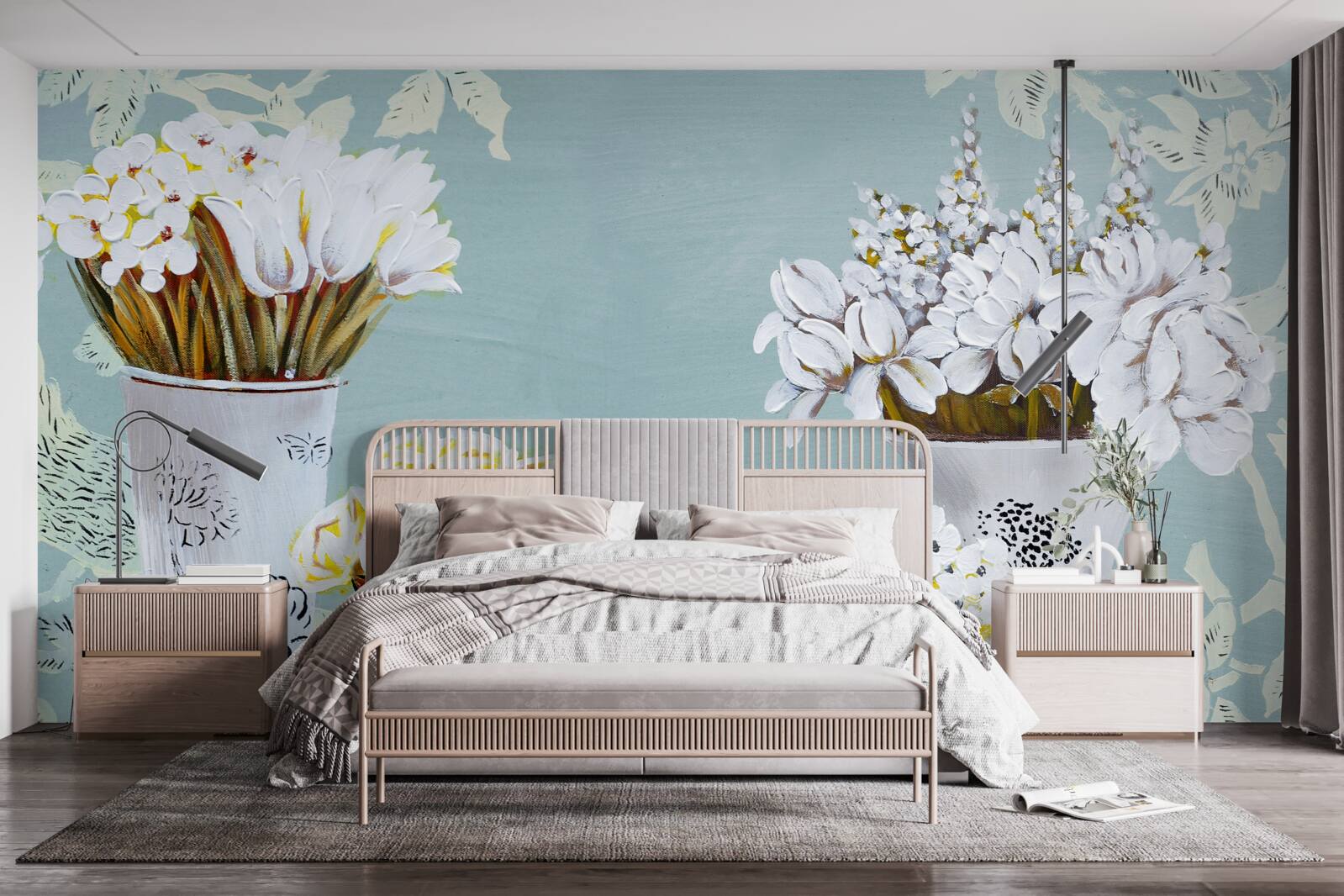 Fototapeta wazony z bukietami kwiatów