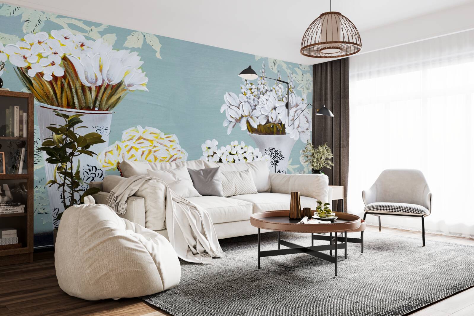 Fototapeta wazony z bukietami kwiatów