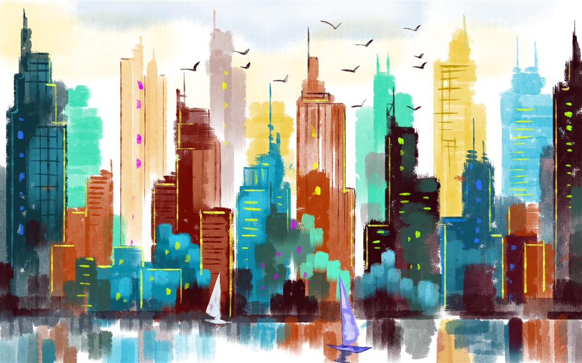 Fototapeta abstrakcyjne przedstawienie nowoczesnego miasta