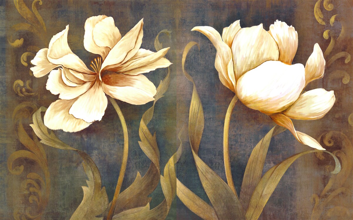 Fototapeta dwa duże beżowe kwiaty