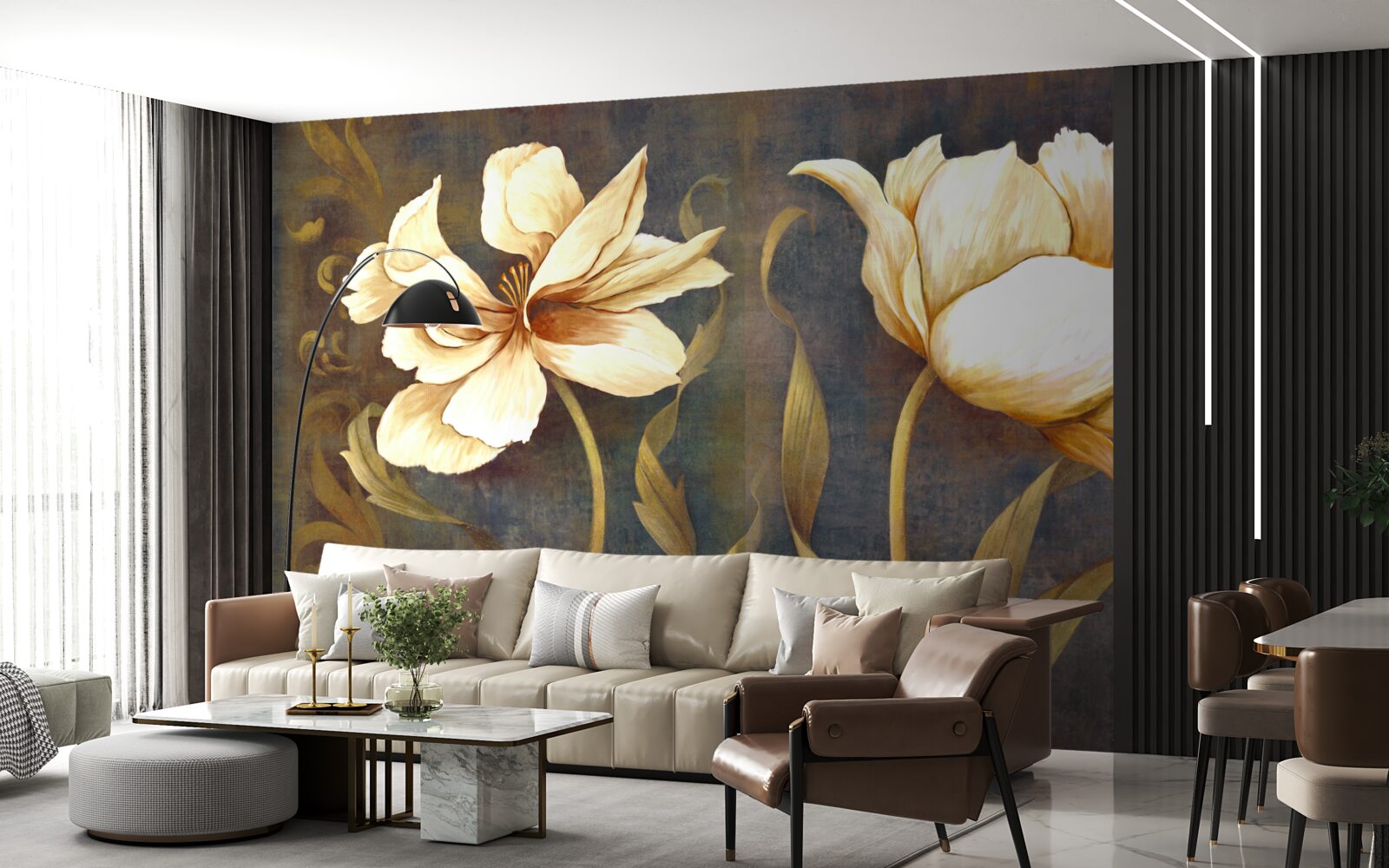 Fototapeta dwa duże beżowe kwiaty