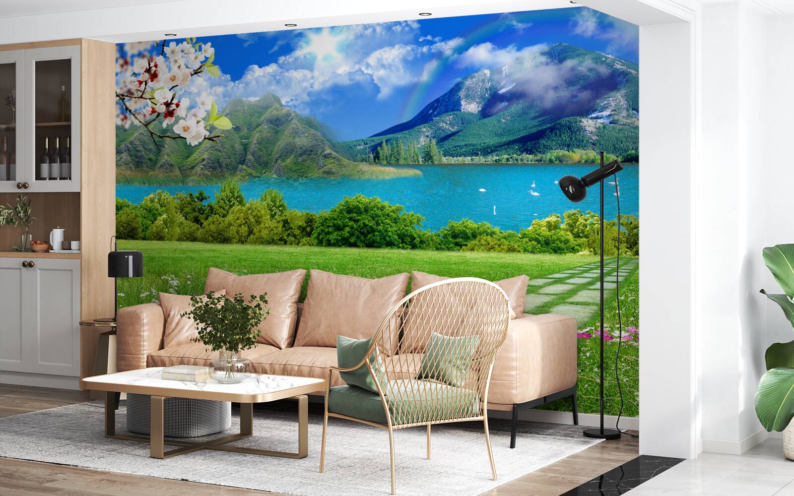 Fototapeta hipnotyzujący widok na górskie jezioro latem