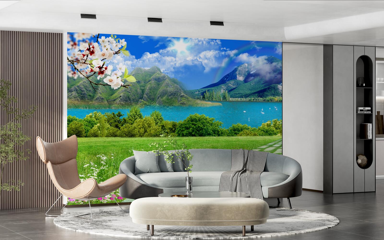 Fototapeta hipnotyzujący widok na górskie jezioro latem