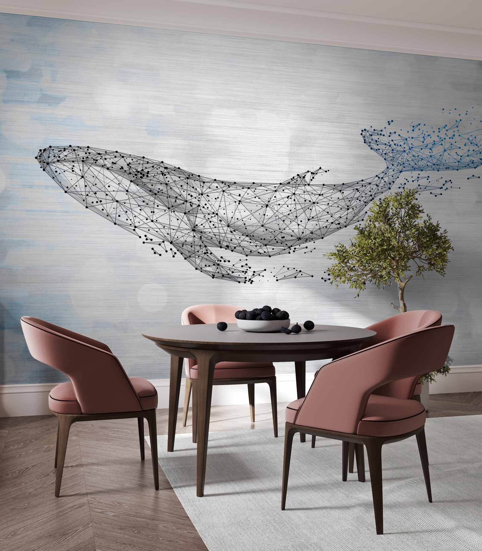 Fototapeta biały wieloryb w metamorfozie abstrakcji