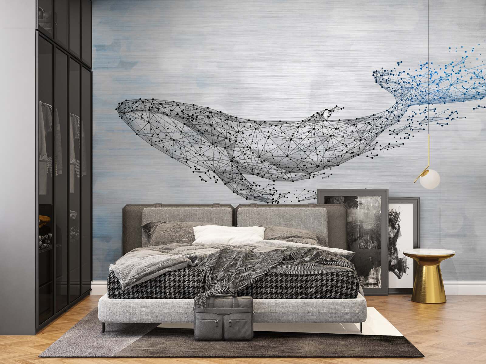 Fototapeta biały wieloryb w metamorfozie abstrakcji