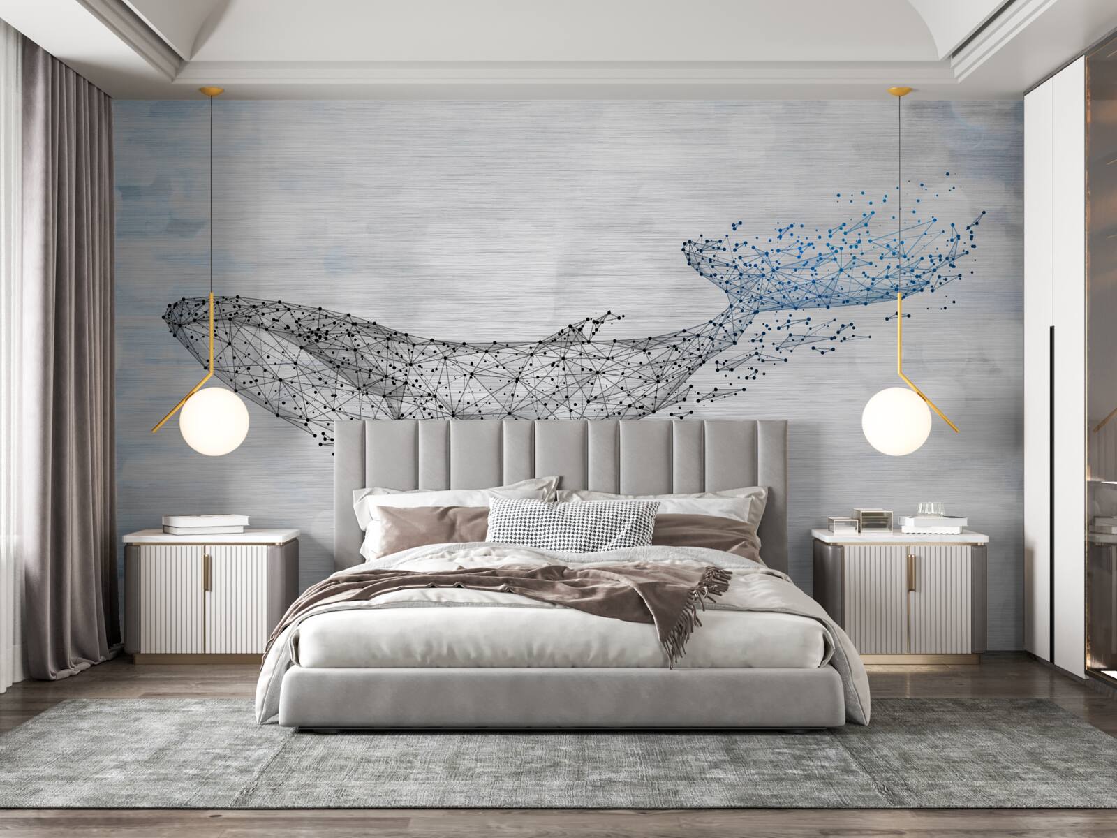 Fototapeta biały wieloryb w metamorfozie abstrakcji