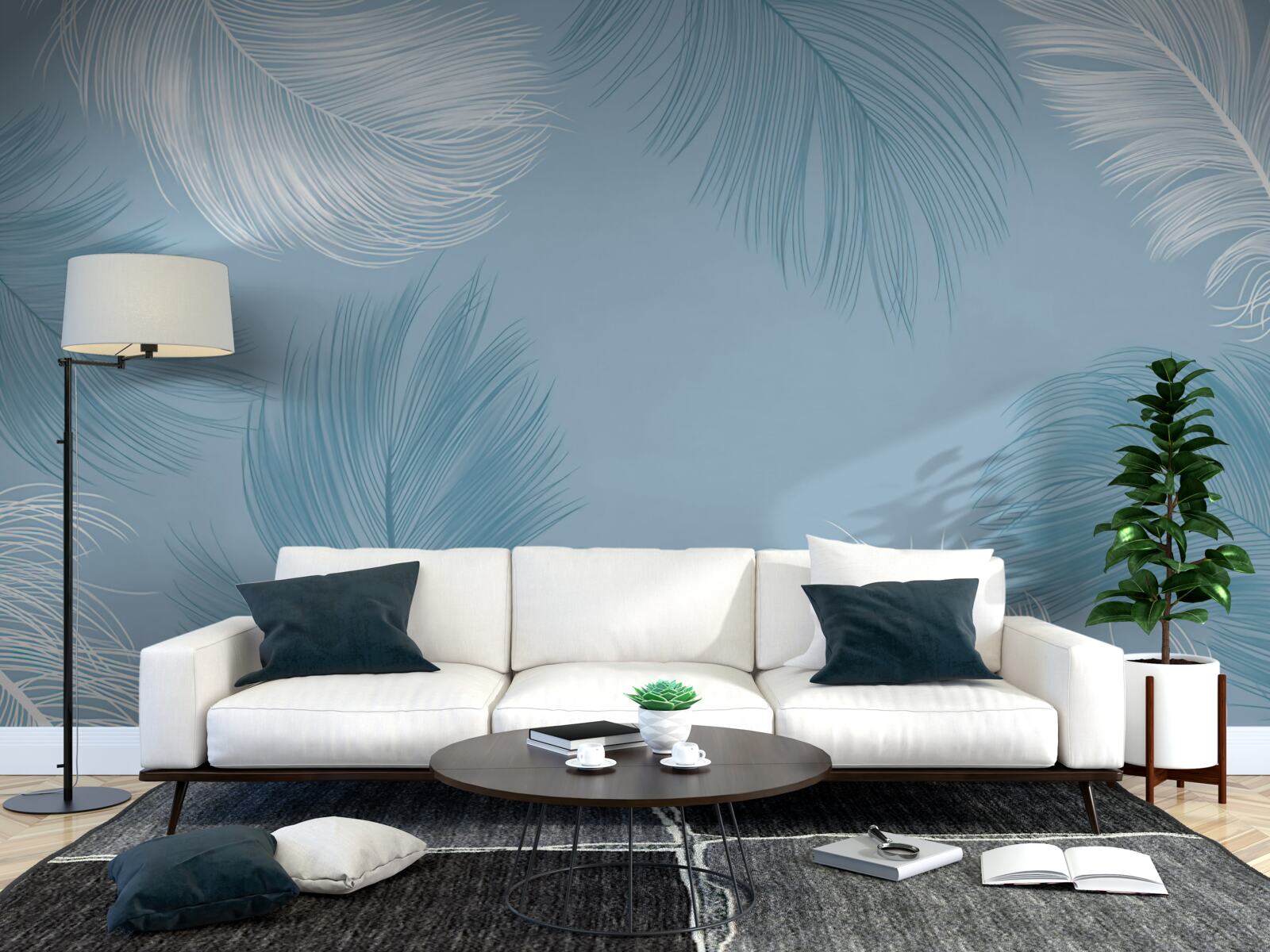 Fototapeta miękkie tło piór w kolorze nieba