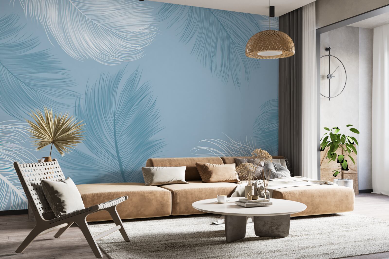 Fototapeta miękkie tło piór w kolorze nieba