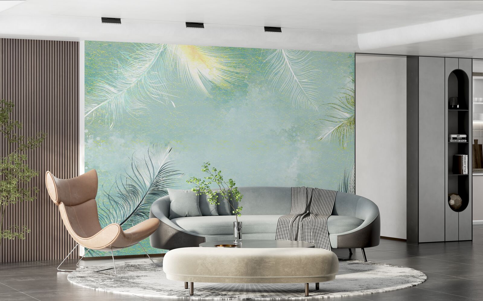 Fototapeta subtelny turkusowy wdzięk piór