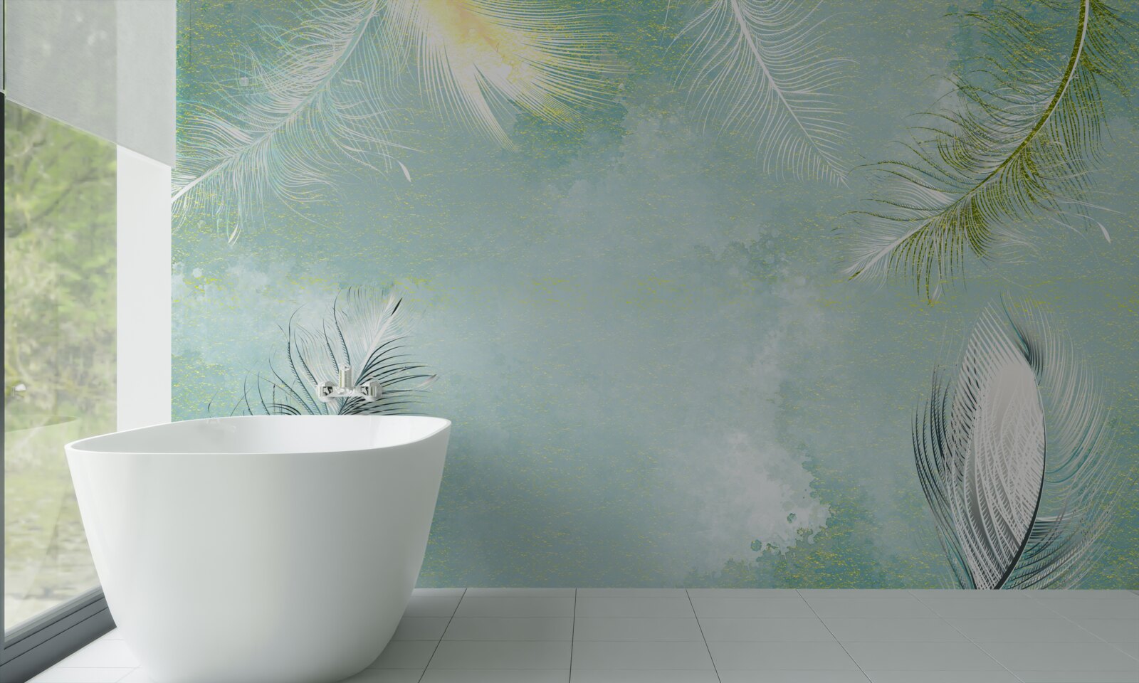 Fototapeta subtelny turkusowy wdzięk piór