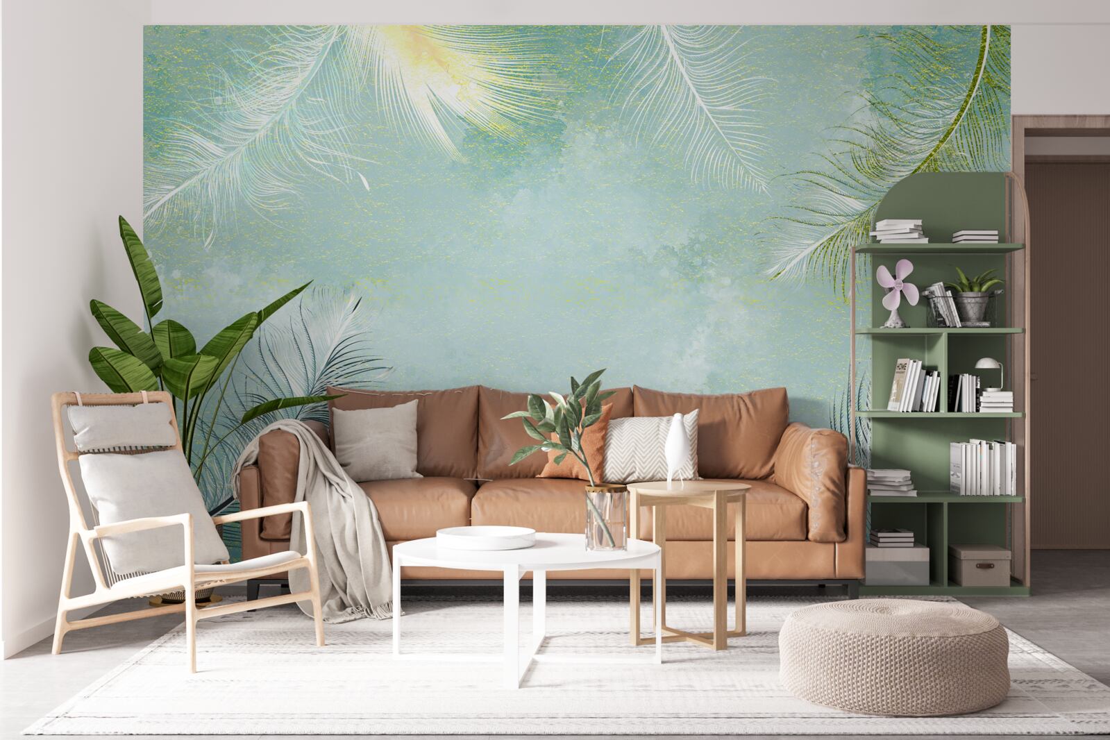 Fototapeta subtelny turkusowy wdzięk piór