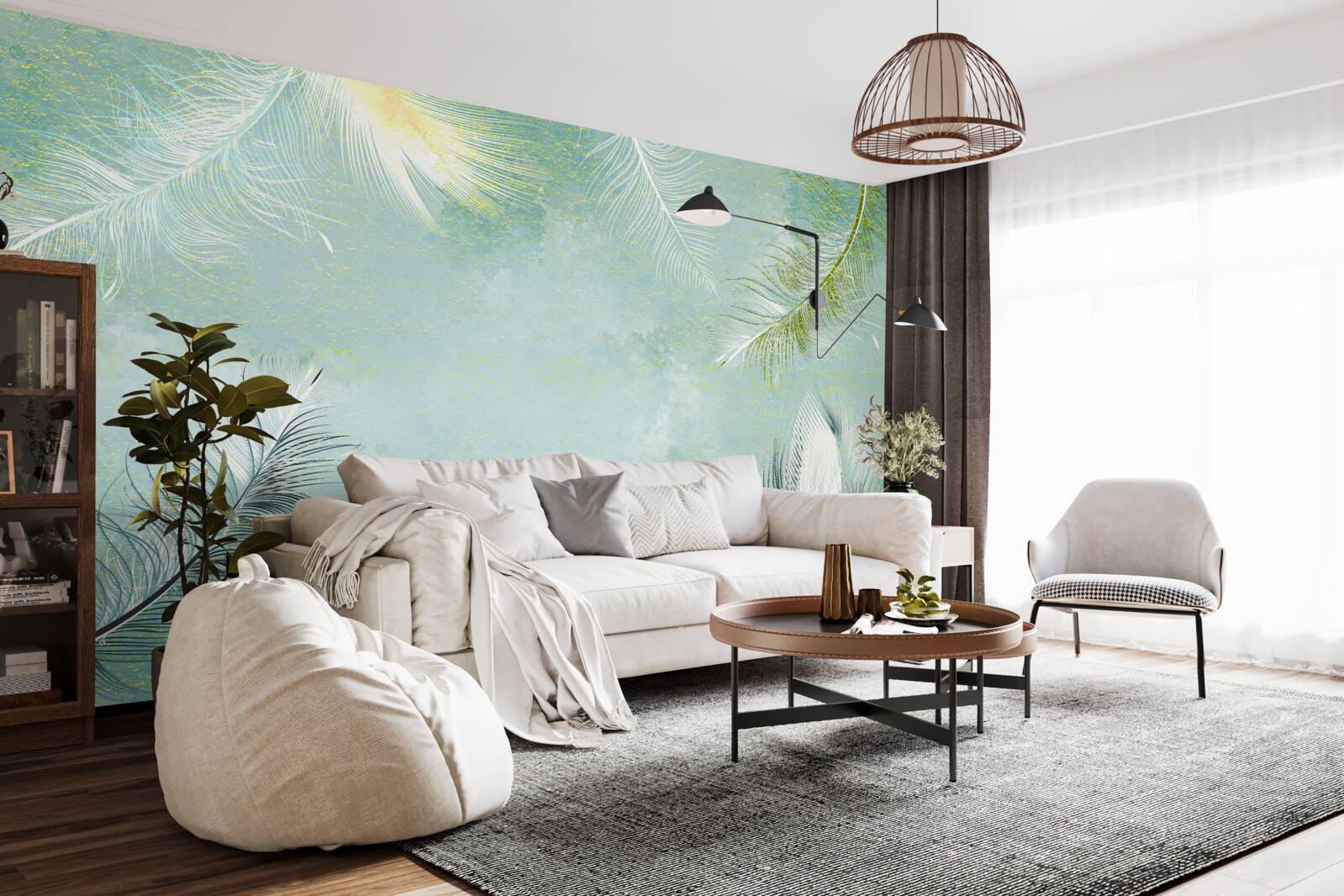 Fototapeta subtelny turkusowy wdzięk piór